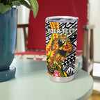 Personalized Richmond Tigers Tumbler Cup Polynesian Tribal Tiger Mascot With Hibiscus Floral Art