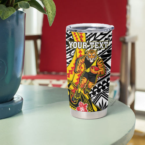 Personalized Richmond Tigers Tumbler Cup Polynesian Tribal Tiger Mascot With Hibiscus Floral Art