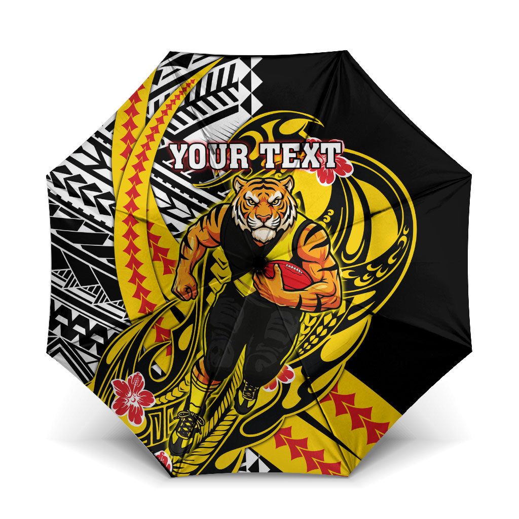 Personalized Richmond Tigers Umbrella Polynesian Tribal Tiger Mascot With Hibiscus Floral Art