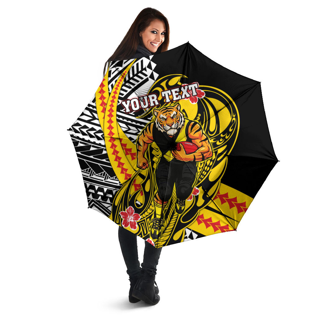Personalized Richmond Tigers Umbrella Polynesian Tribal Tiger Mascot With Hibiscus Floral Art