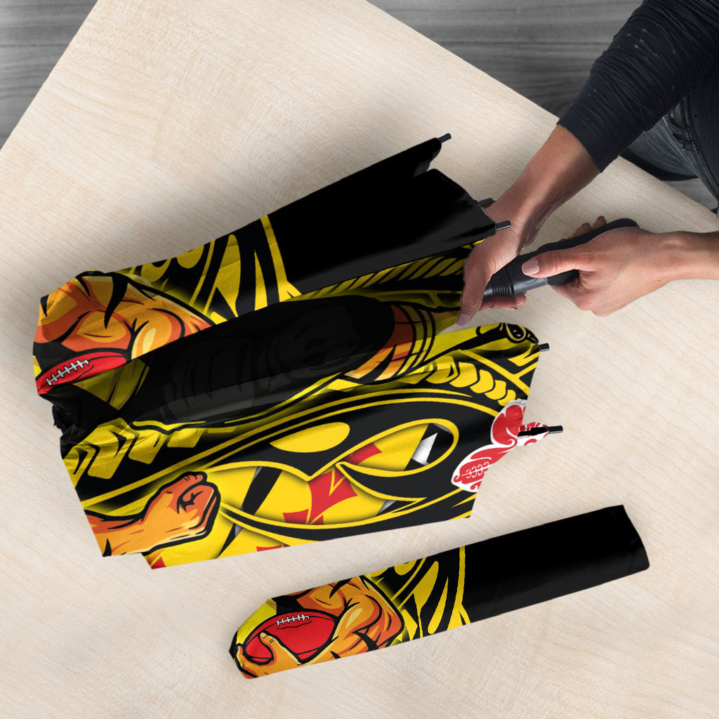Personalized Richmond Tigers Umbrella Polynesian Tribal Tiger Mascot With Hibiscus Floral Art