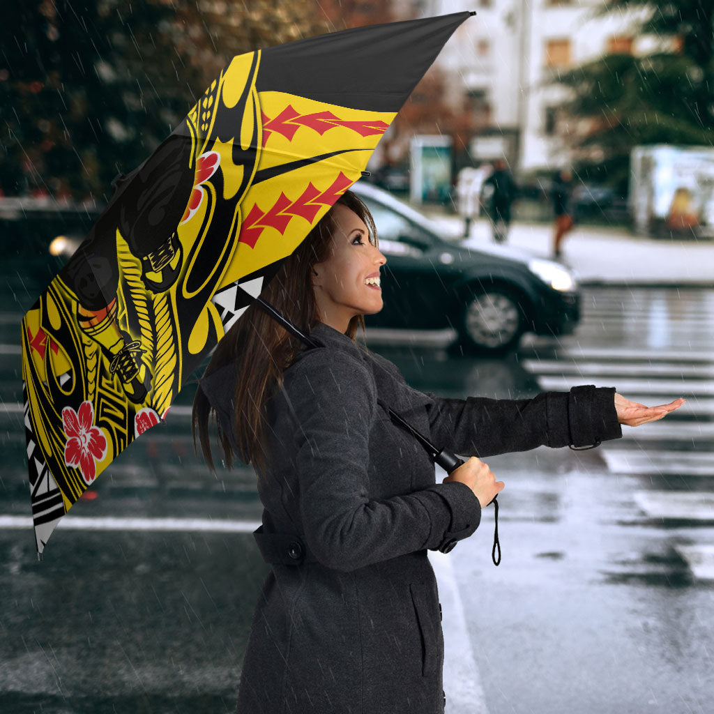 Personalized Richmond Tigers Umbrella Polynesian Tribal Tiger Mascot With Hibiscus Floral Art