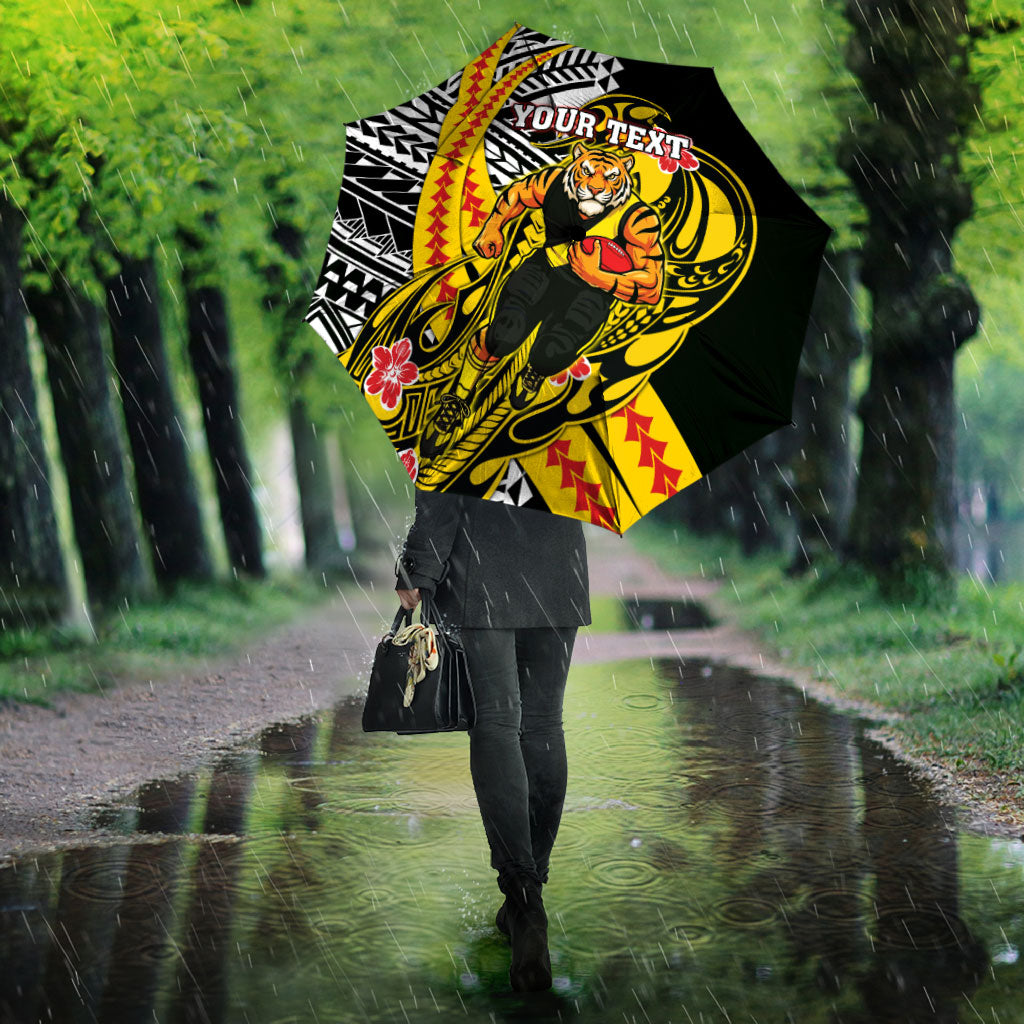Personalized Richmond Tigers Umbrella Polynesian Tribal Tiger Mascot With Hibiscus Floral Art