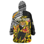 Personalized Richmond Tigers Wearable Blanket Hoodie Polynesian Tribal Tiger Mascot With Hibiscus Floral Art
