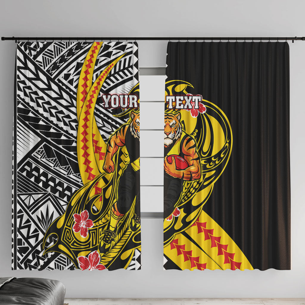 Personalized Richmond Tigers Window Curtain Polynesian Tribal Tiger Mascot With Hibiscus Floral Art