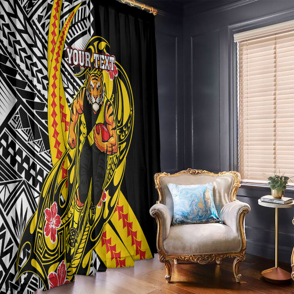Personalized Richmond Tigers Window Curtain Polynesian Tribal Tiger Mascot With Hibiscus Floral Art