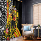 Personalized Richmond Tigers Window Curtain Polynesian Tribal Tiger Mascot With Hibiscus Floral Art