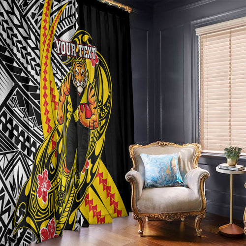 Personalized Richmond Tigers Window Curtain Polynesian Tribal Tiger Mascot With Hibiscus Floral Art