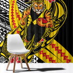 Personalized Richmond Tigers Window Curtain Polynesian Tribal Tiger Mascot With Hibiscus Floral Art