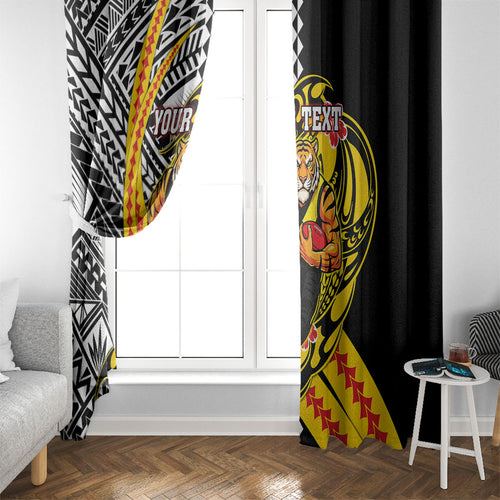 Personalized Richmond Tigers Window Curtain Polynesian Tribal Tiger Mascot With Hibiscus Floral Art