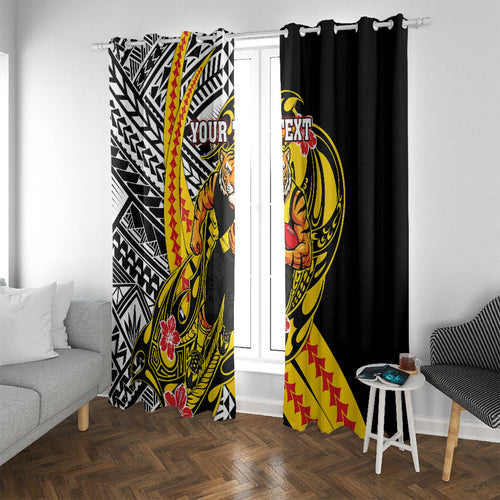 Personalized Richmond Tigers Window Curtain Polynesian Tribal Tiger Mascot With Hibiscus Floral Art