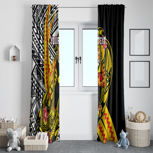 Personalized Richmond Tigers Window Curtain Polynesian Tribal Tiger Mascot With Hibiscus Floral Art