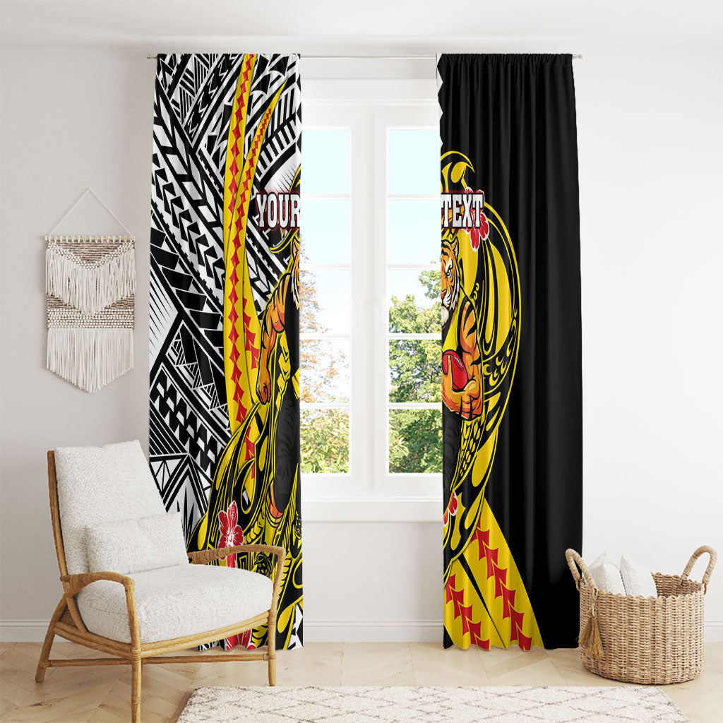 Personalized Richmond Tigers Window Curtain Polynesian Tribal Tiger Mascot With Hibiscus Floral Art