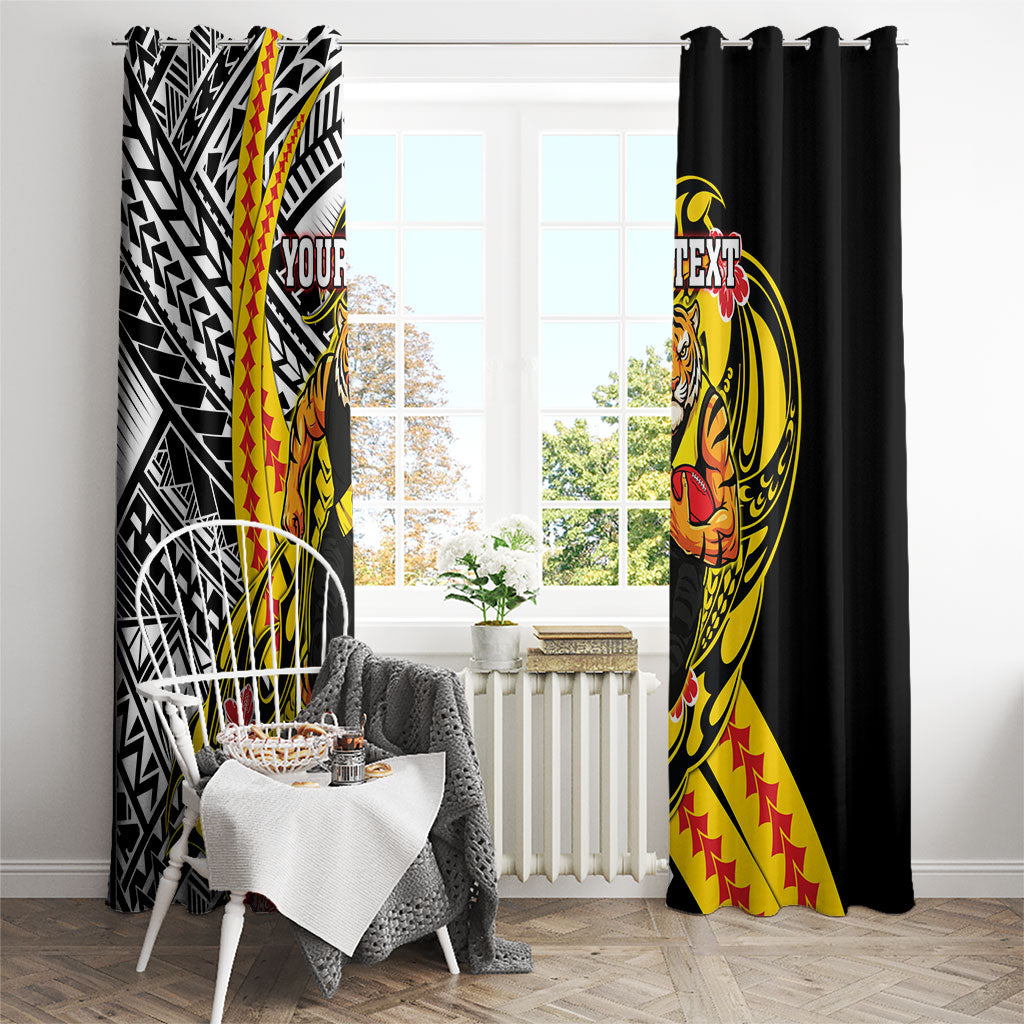 Personalized Richmond Tigers Window Curtain Polynesian Tribal Tiger Mascot With Hibiscus Floral Art