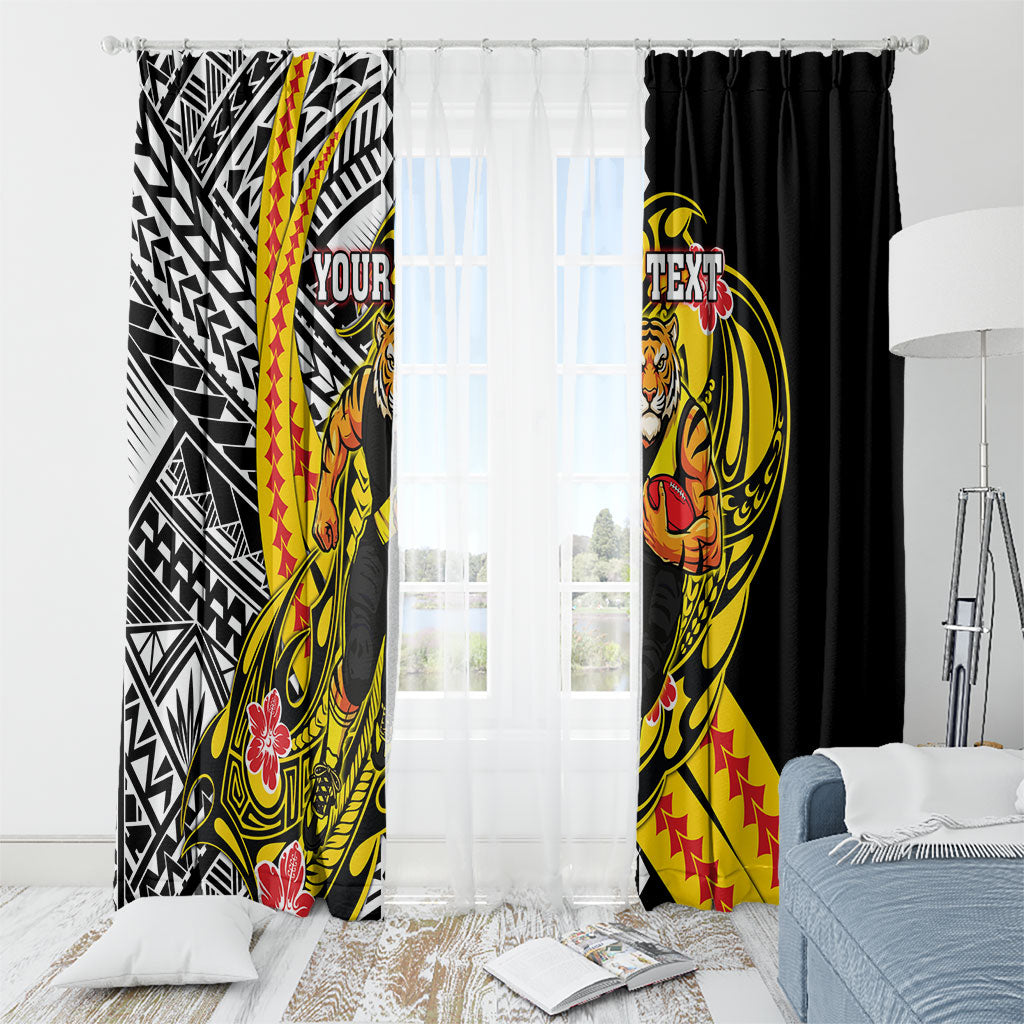 Personalized Richmond Tigers Window Curtain Polynesian Tribal Tiger Mascot With Hibiscus Floral Art