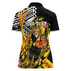 Personalized Richmond Tigers Women Polo Shirt Polynesian Tribal Tiger Mascot With Hibiscus Floral Art