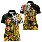 Personalized Richmond Tigers Women Polo Shirt Polynesian Tribal Tiger Mascot With Hibiscus Floral Art