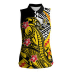Personalized Richmond Tigers Women Sleeveless Polo Shirt Polynesian Tribal Tiger Mascot With Hibiscus Floral Art
