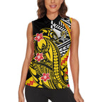Personalized Richmond Tigers Women Sleeveless Polo Shirt Polynesian Tribal Tiger Mascot With Hibiscus Floral Art