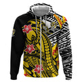 Personalized Richmond Tigers Zip Hoodie Polynesian Tribal Tiger Mascot With Hibiscus Floral Art