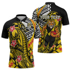 Personalized Richmond Tigers Zipper Polo Shirt Polynesian Tribal Tiger Mascot With Hibiscus Floral Art