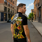 Personalized Richmond Tigers Zipper Polo Shirt Polynesian Tribal Tiger Mascot With Hibiscus Floral Art