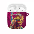 Personalized Brisbane Lions AirPods Case Polynesian Tribal Lion Mascot With Hibiscus Floral Art