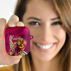 Personalized Brisbane Lions AirPods Case Polynesian Tribal Lion Mascot With Hibiscus Floral Art