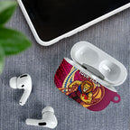 Personalized Brisbane Lions AirPods Case Polynesian Tribal Lion Mascot With Hibiscus Floral Art