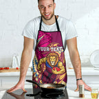 Personalized Brisbane Lions Apron Polynesian Tribal Lion Mascot With Hibiscus Floral Art