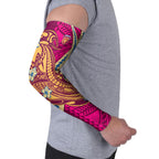 Personalized Brisbane Lions Arm Sleeves Polynesian Tribal Lion Mascot With Hibiscus Floral Art