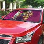 Personalized Brisbane Lions Auto Sun Shade Polynesian Tribal Lion Mascot With Hibiscus Floral Art