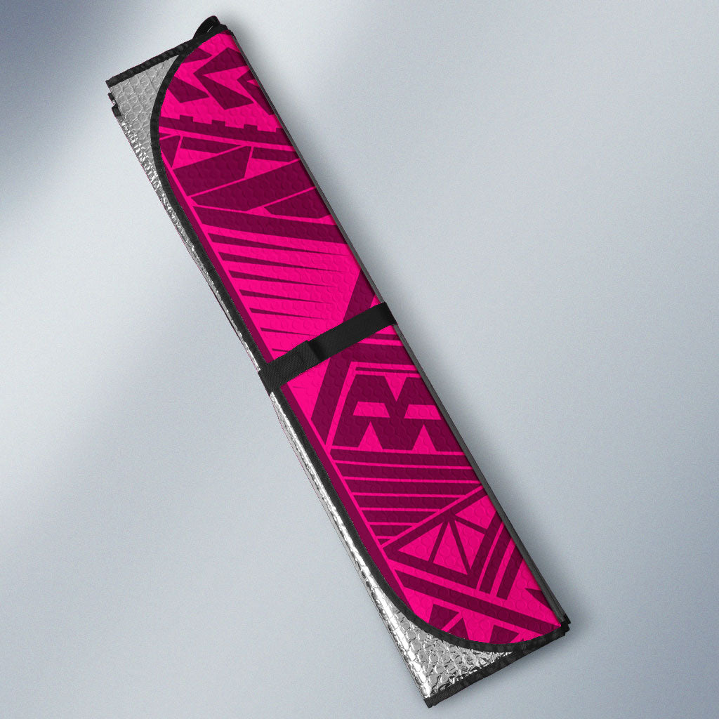 Personalized Brisbane Lions Auto Sun Shade Polynesian Tribal Lion Mascot With Hibiscus Floral Art