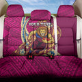 Personalized Brisbane Lions Back Car Seat Cover Polynesian Tribal Lion Mascot With Hibiscus Floral Art