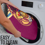Personalized Brisbane Lions Bathroom Set Polynesian Tribal Lion Mascot With Hibiscus Floral Art
