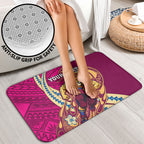 Personalized Brisbane Lions Bathroom Set Polynesian Tribal Lion Mascot With Hibiscus Floral Art