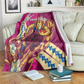 Personalized Brisbane Lions Blanket Polynesian Tribal Lion Mascot With Hibiscus Floral Art