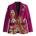 Personalized Brisbane Lions Blazer Polynesian Tribal Lion Mascot With Hibiscus Floral Art