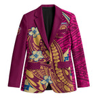 Personalized Brisbane Lions Blazer Polynesian Tribal Lion Mascot With Hibiscus Floral Art
