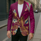 Personalized Brisbane Lions Blazer Polynesian Tribal Lion Mascot With Hibiscus Floral Art