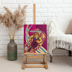 Personalized Brisbane Lions Canvas Wall Art Polynesian Tribal Lion Mascot With Hibiscus Floral Art