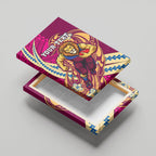 Personalized Brisbane Lions Canvas Wall Art Polynesian Tribal Lion Mascot With Hibiscus Floral Art