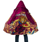 Personalized Brisbane Lions Cloak Polynesian Tribal Lion Mascot With Hibiscus Floral Art