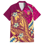 Personalized Brisbane Lions Family Matching Short Sleeve Bodycon Dress and Hawaiian Shirt Polynesian Tribal Lion Mascot With Hibiscus Floral Art