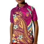 Personalized Brisbane Lions Kid Polo Shirt Polynesian Tribal Lion Mascot With Hibiscus Floral Art