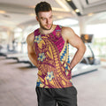 Personalized Brisbane Lions Men Tank Top Polynesian Tribal Lion Mascot With Hibiscus Floral Art