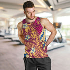Personalized Brisbane Lions Men Tank Top Polynesian Tribal Lion Mascot With Hibiscus Floral Art