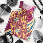 Personalized Brisbane Lions Men Tank Top Polynesian Tribal Lion Mascot With Hibiscus Floral Art