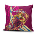 Personalized Brisbane Lions Pillow Cover Polynesian Tribal Lion Mascot With Hibiscus Floral Art