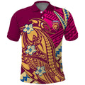 Personalized Brisbane Lions Polo Shirt Polynesian Tribal Lion Mascot With Hibiscus Floral Art